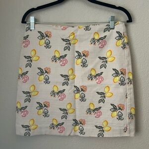 LOFT Cream Floral Textured Mini Skirt - Yellow & Pink Accents Lemon